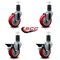 Service Caster 4'' Red Poly Wheel Swivel 1-5/8'' Expanding Stem Caster Set 2 Brakes, 4PK SCC-EX20S414-PPUB-RED-2-PLB-2-158 - alternate 4